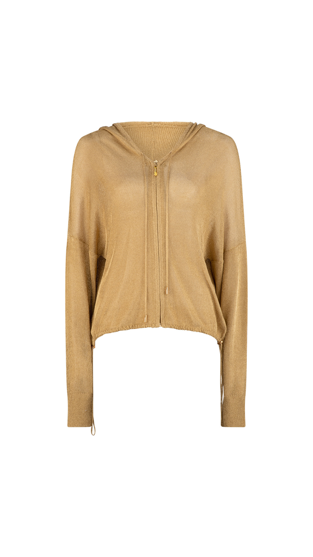 Luno Metallic Jacket With Hood - Gold