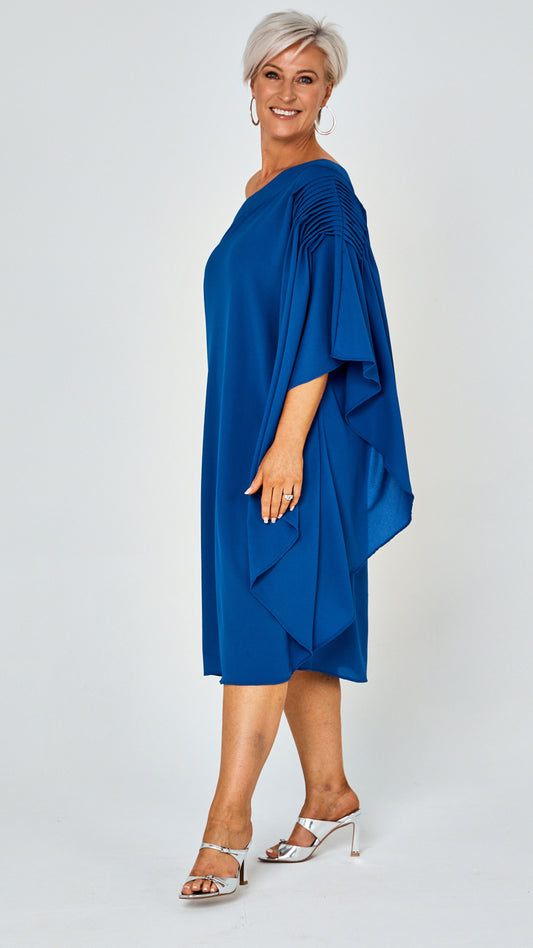 Paris One Shoulder Dress - Blue