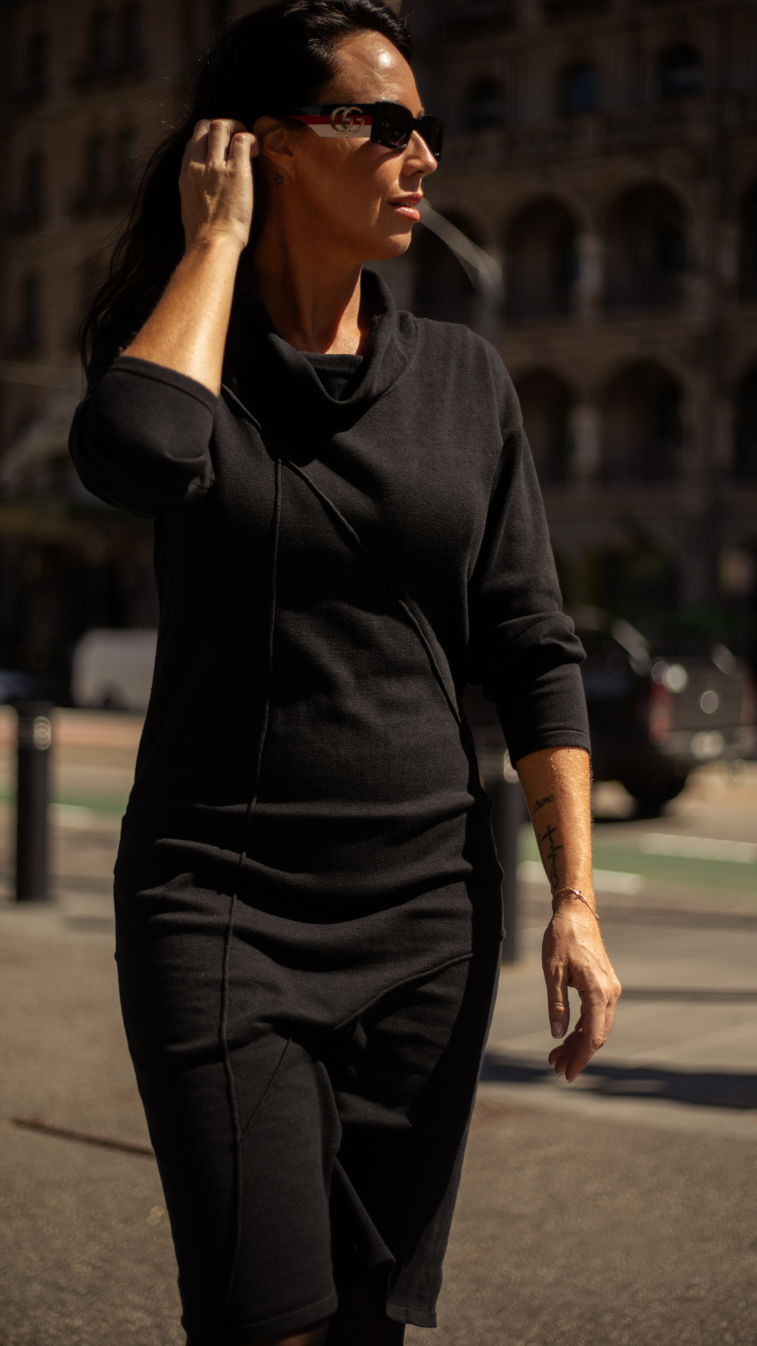 Holly Cotton Knit Dress - Black