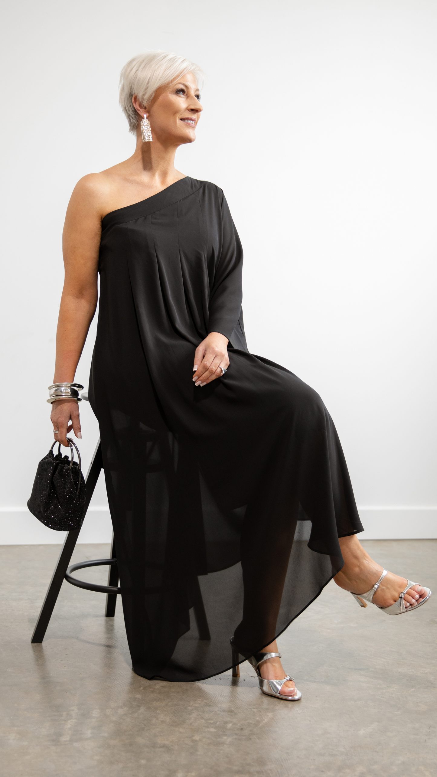 Hadassah Chiffon Dress - Black