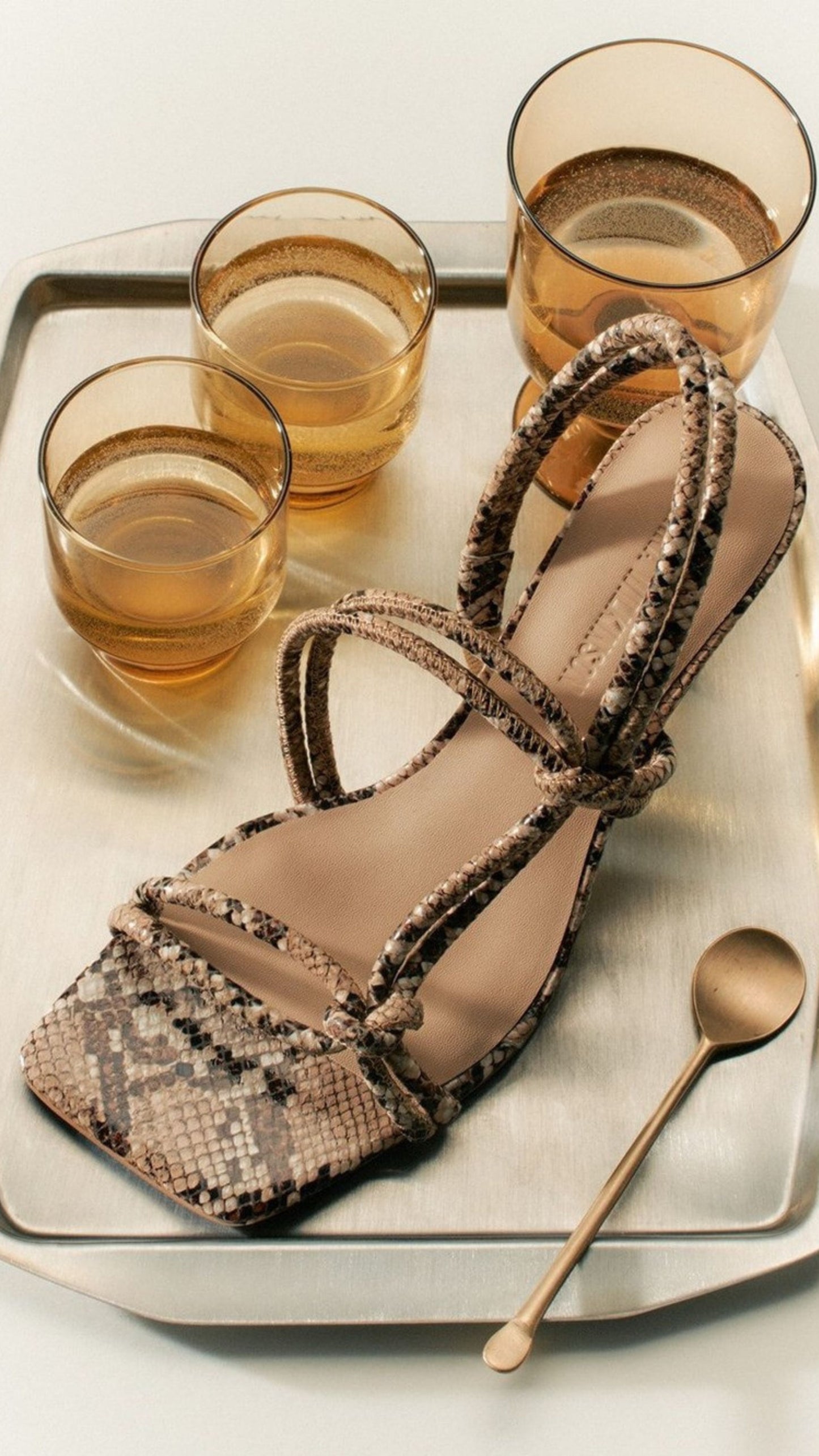 LW Viv Sandal Snake-Print Leather