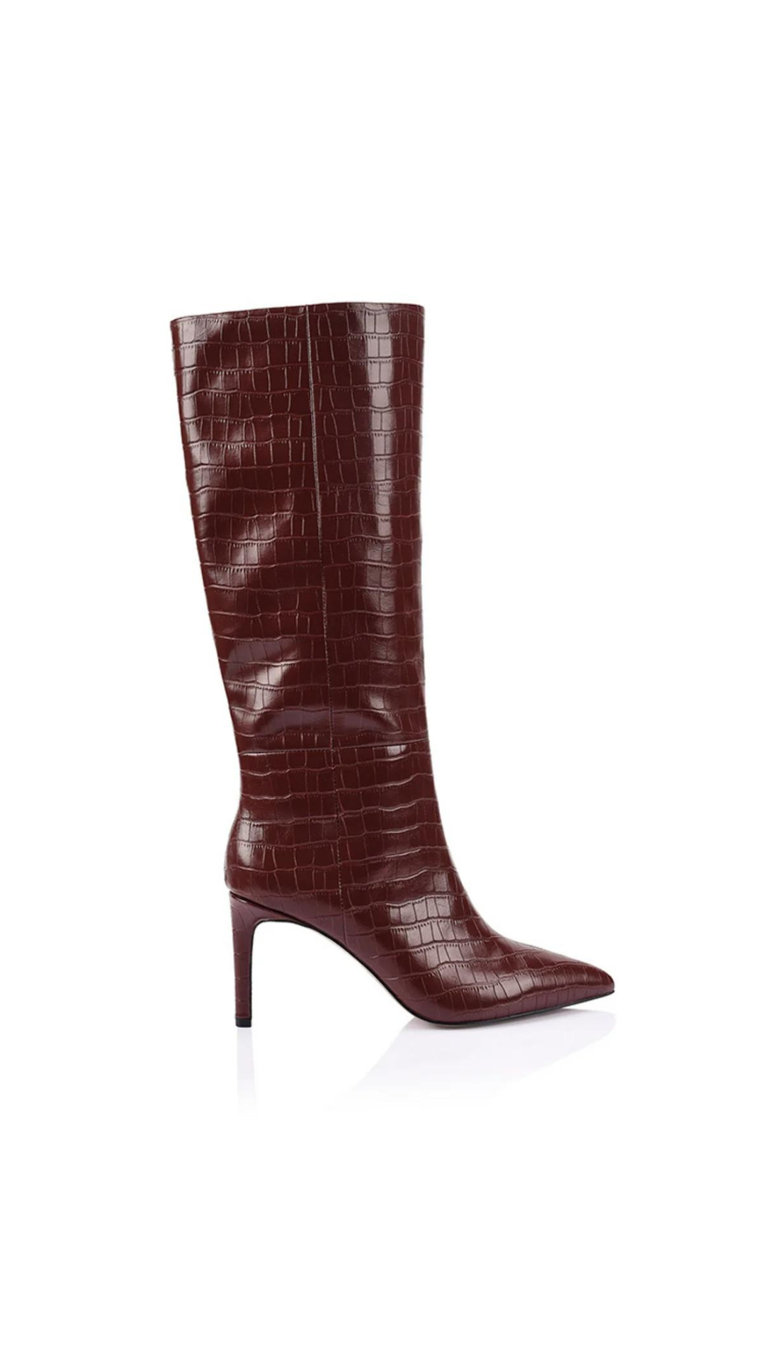 Lana Wilkinson - Huw Croc Embossed Boots - Wine