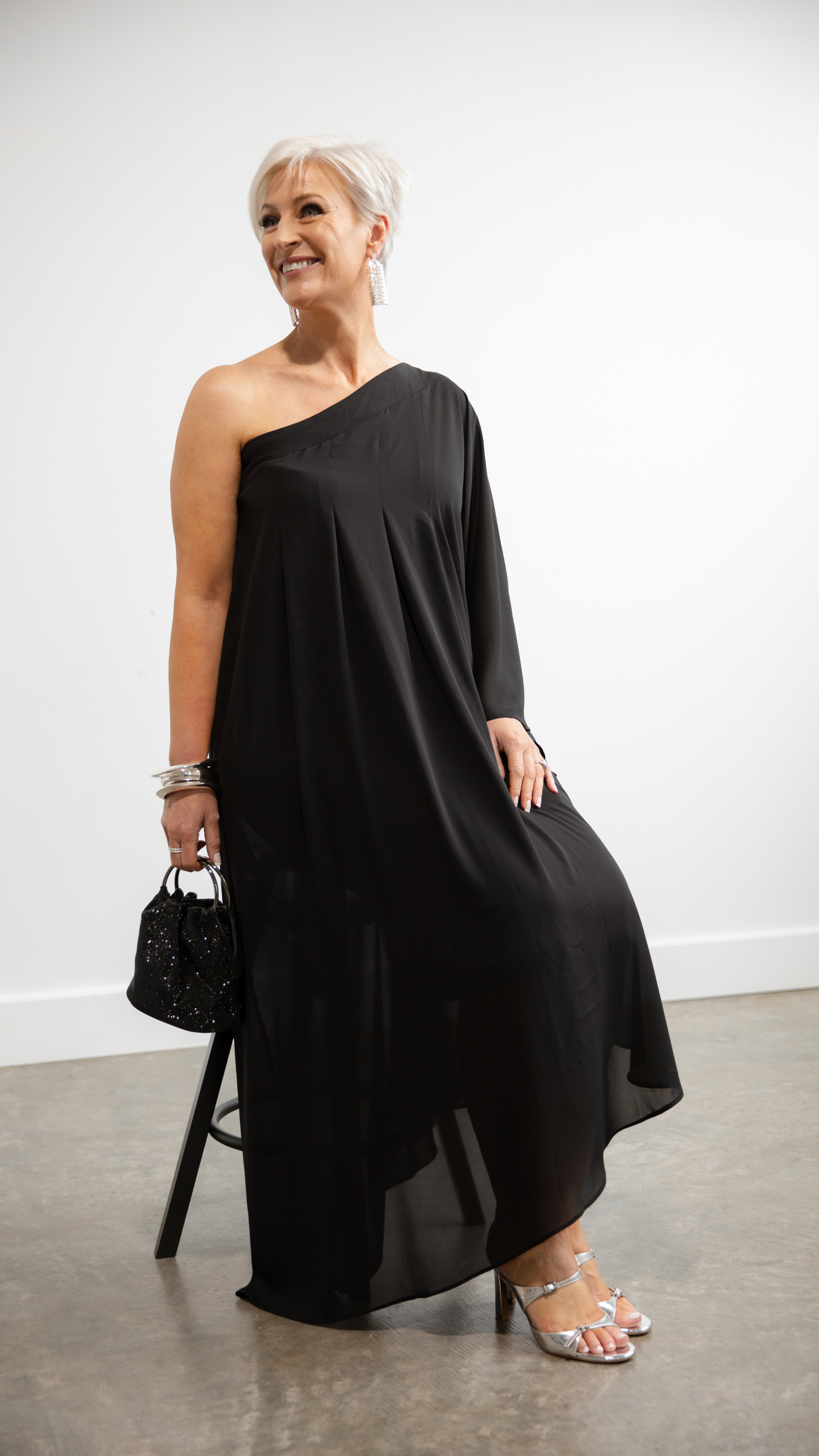 Hadassah Chiffon Dress - Black