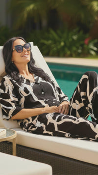 Georgie Rayon Pants - Black Print