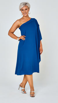 Paris One Shoulder Dress - Blue