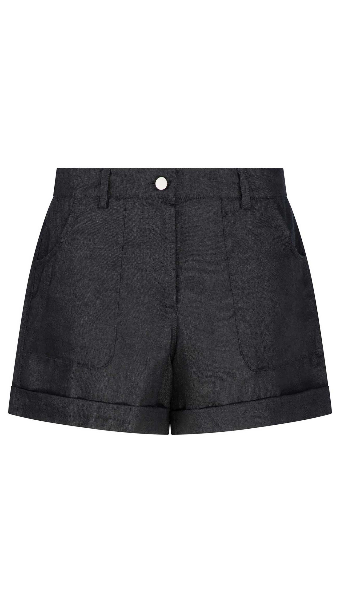 Carter European Flax Linen Shorts - Black