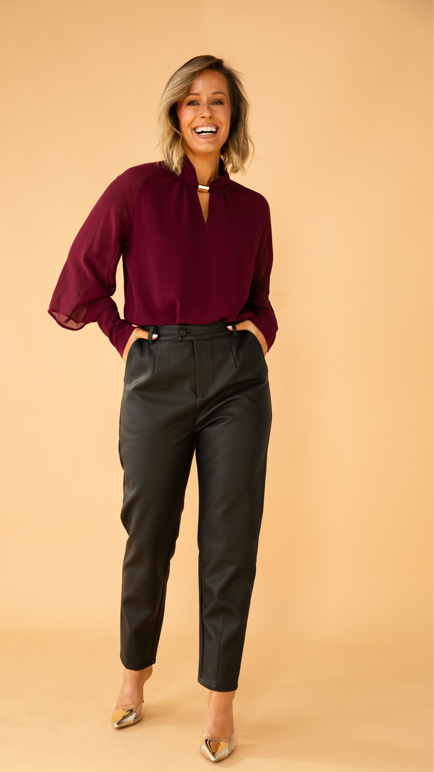 Midnight Reverie Chiffon Shirt - Wine