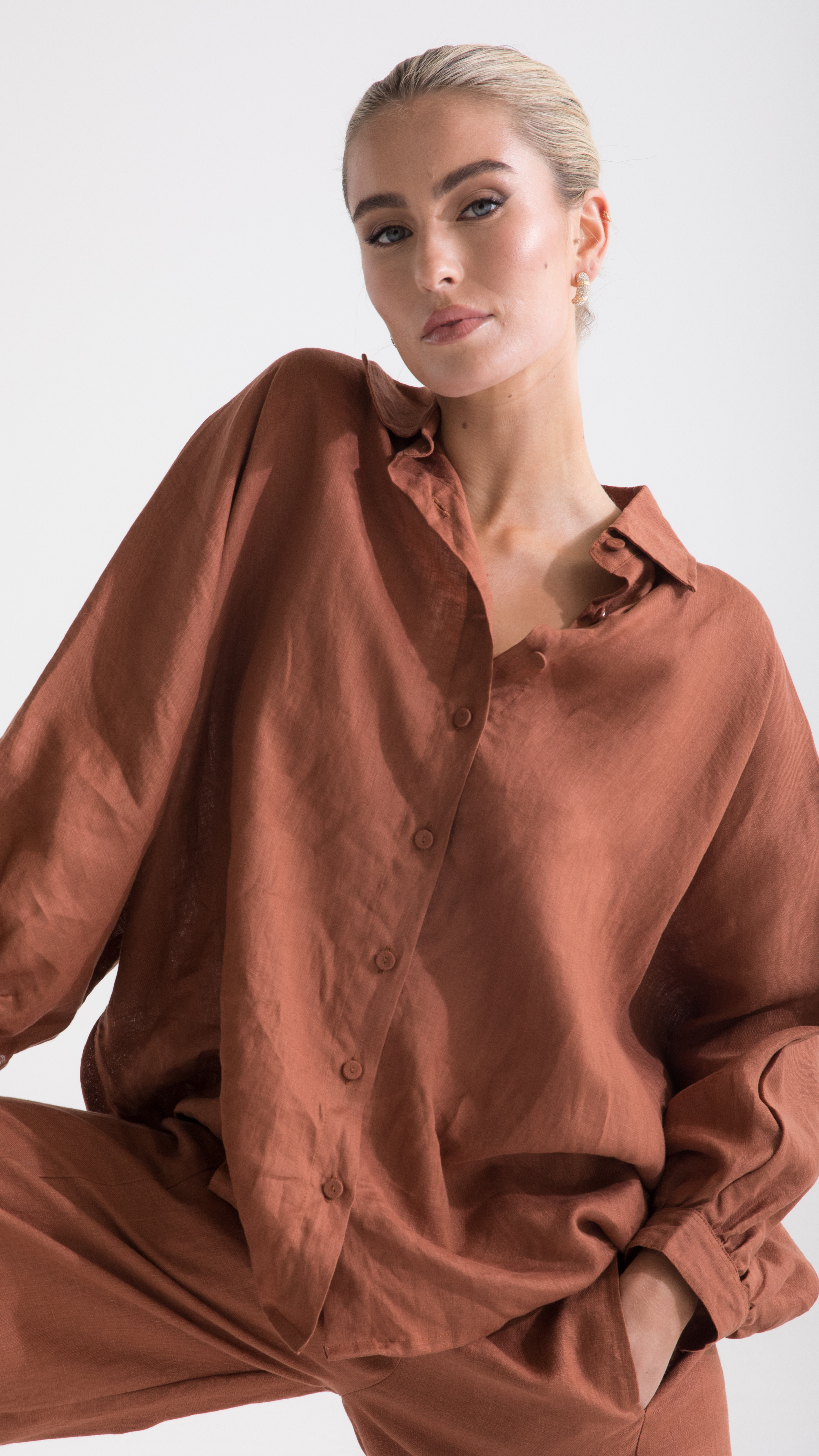 Ryder Linen Shirt - Rust