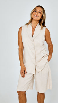 Hannah Linen Rami Vest - Beige