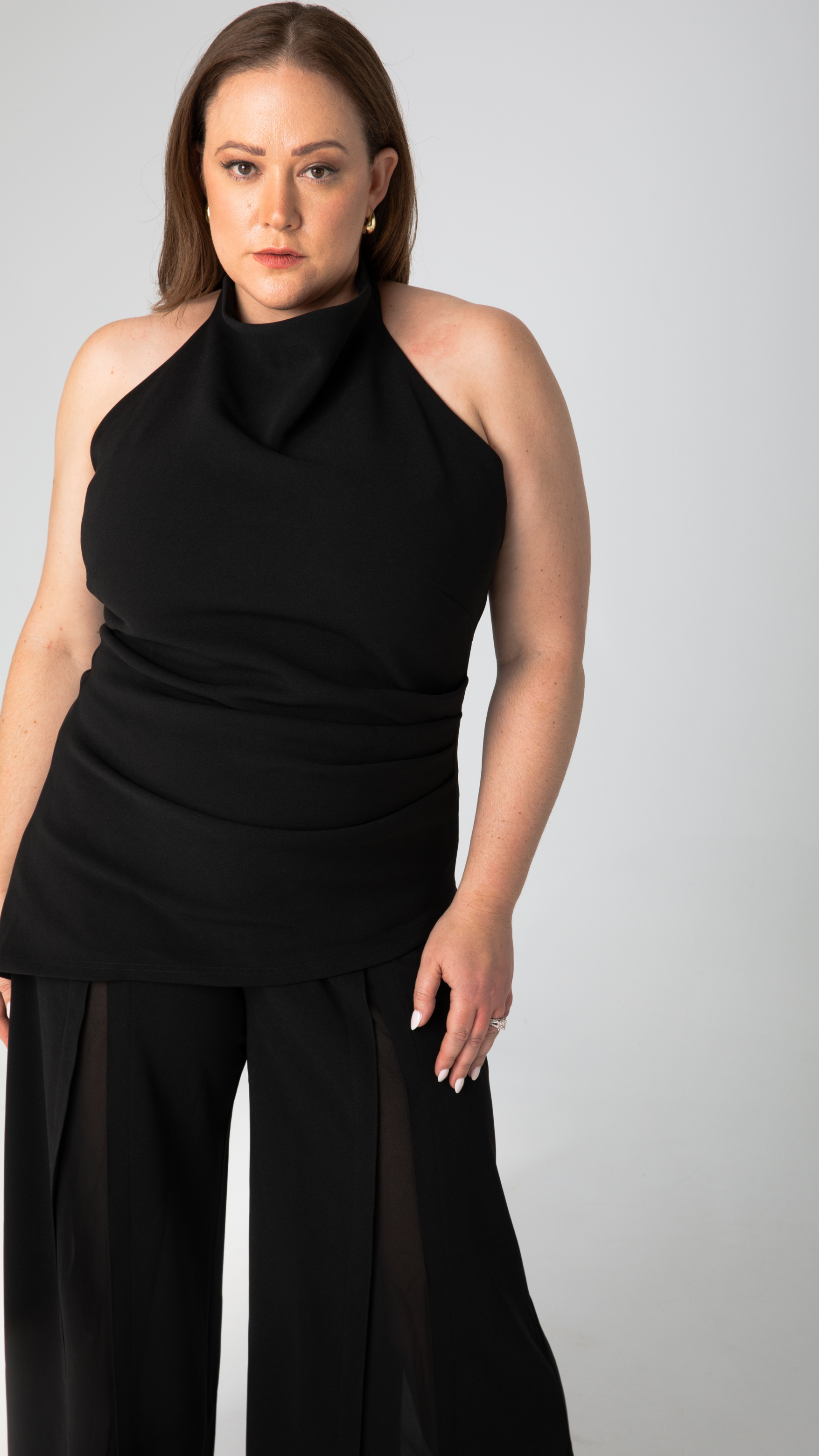 Alice Wide-Leg Pants With Sheer Panels - Black