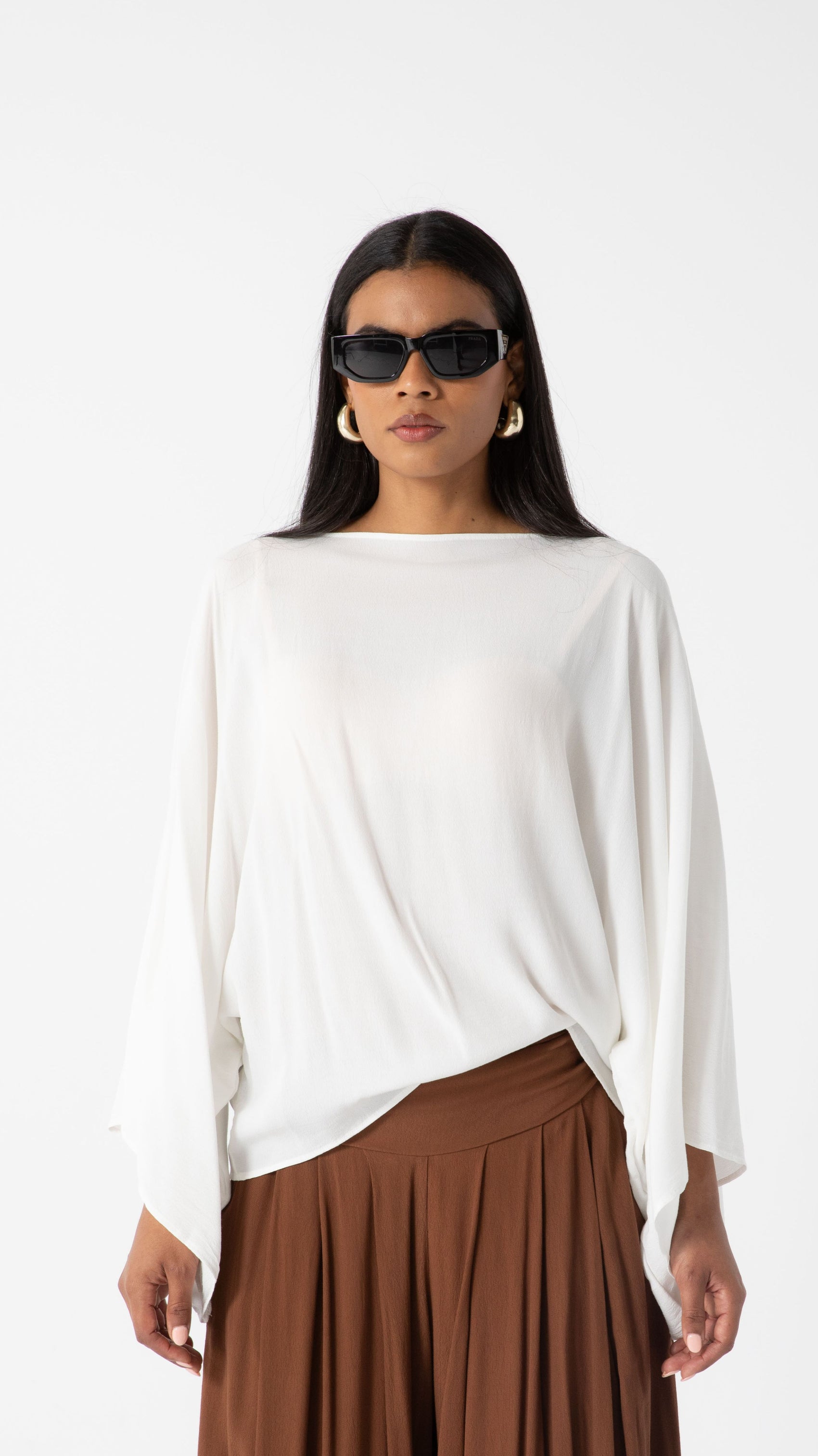 Echo Viscose Relaxed Style Top - White