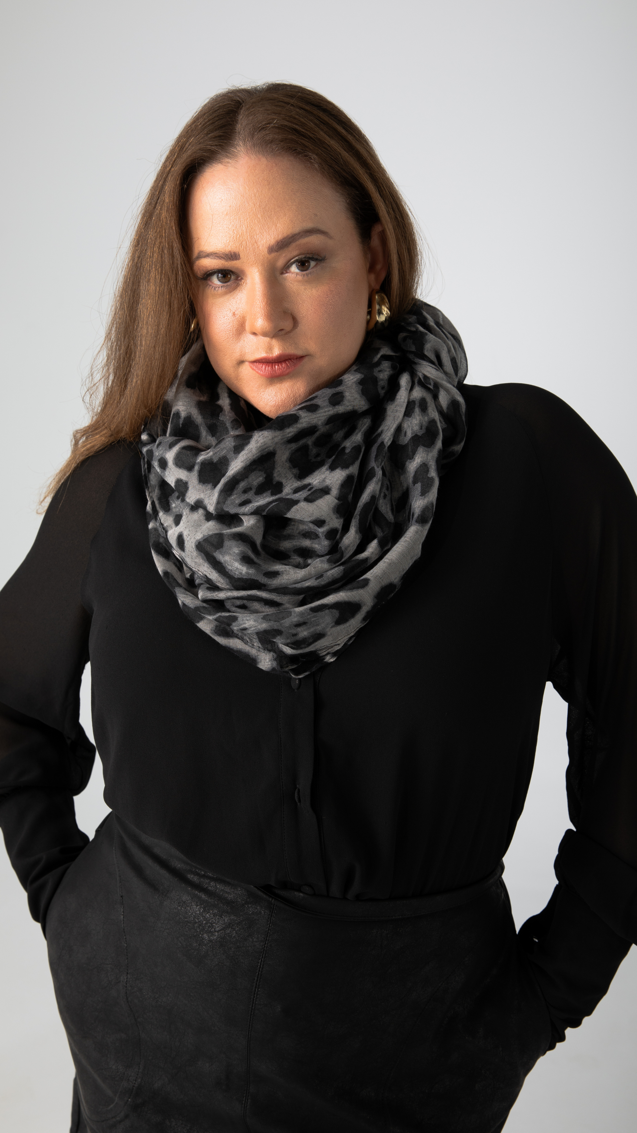 Wild Animal Print Scarf - Grey